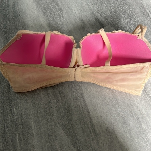Light nude 36DD lace Pink push up Balconet bra racerback option - Picture 4 of 7